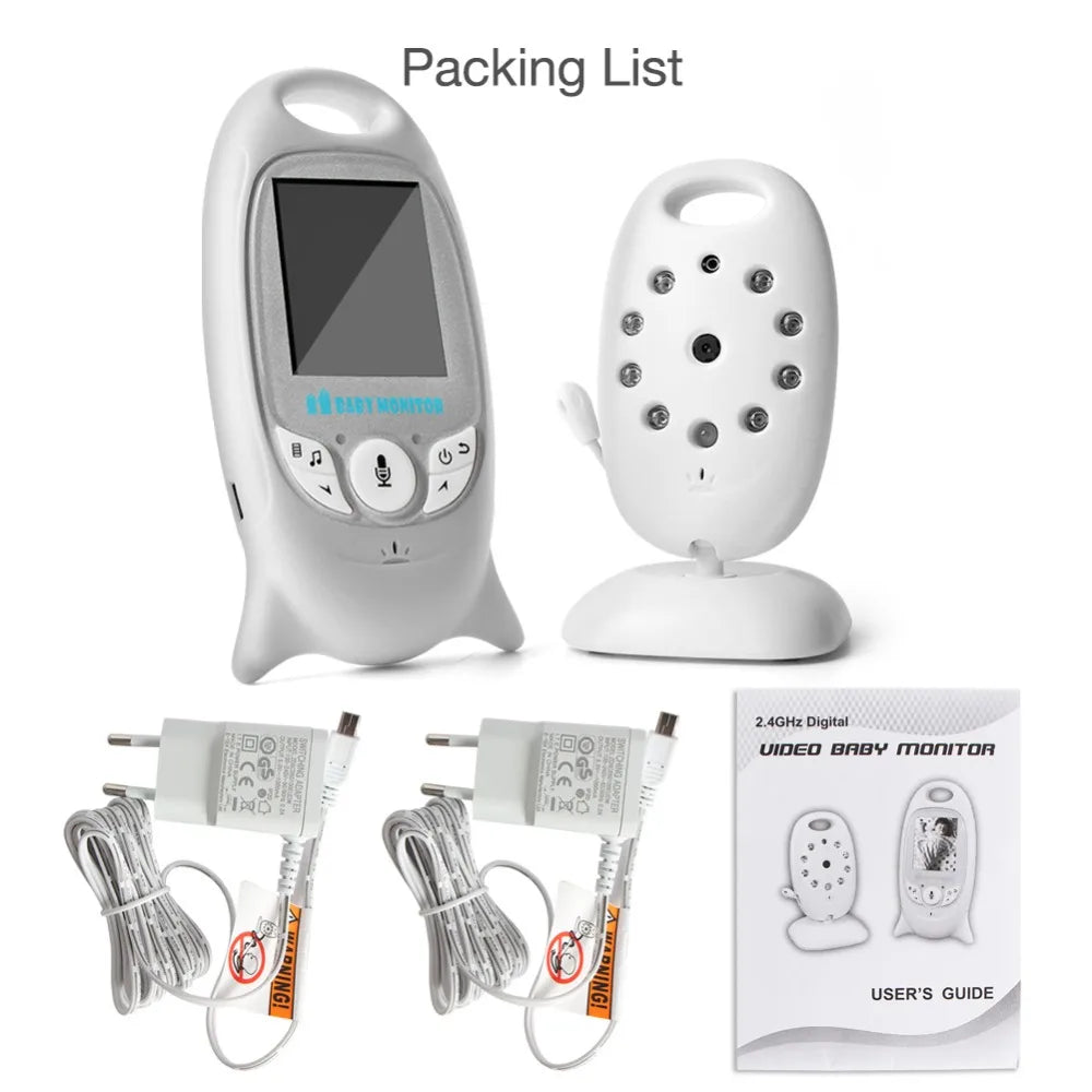 Wireless Video Baby Monitor with 2.0'' LCD Screen, Two-Way Audio, Night Vision, Temperature Monitoring, and 8 Lullabies