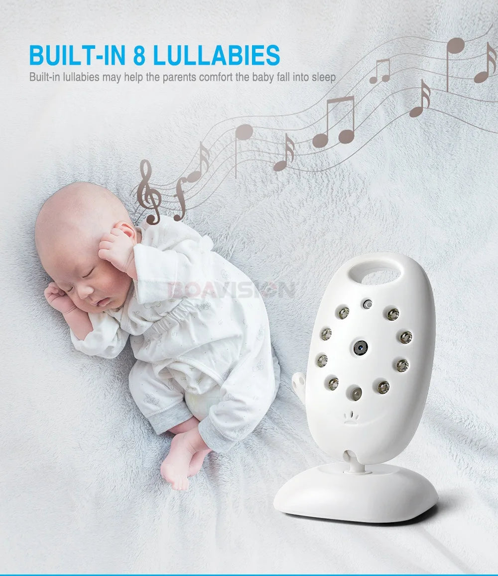 Wireless Video Baby Monitor with 2.0'' LCD Screen, Two-Way Audio, Night Vision, Temperature Monitoring, and 8 Lullabies