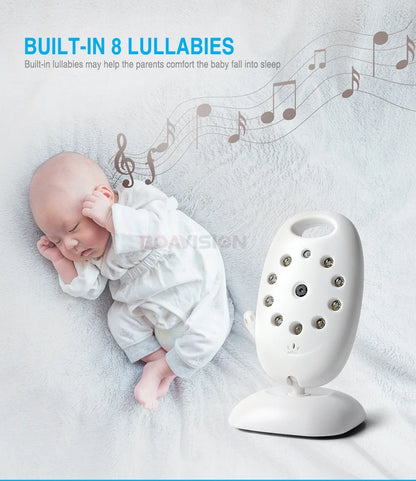 Wireless Video Baby Monitor with 2.0'' LCD Screen, Two-Way Audio, Night Vision, Temperature Monitoring, and 8 Lullabies