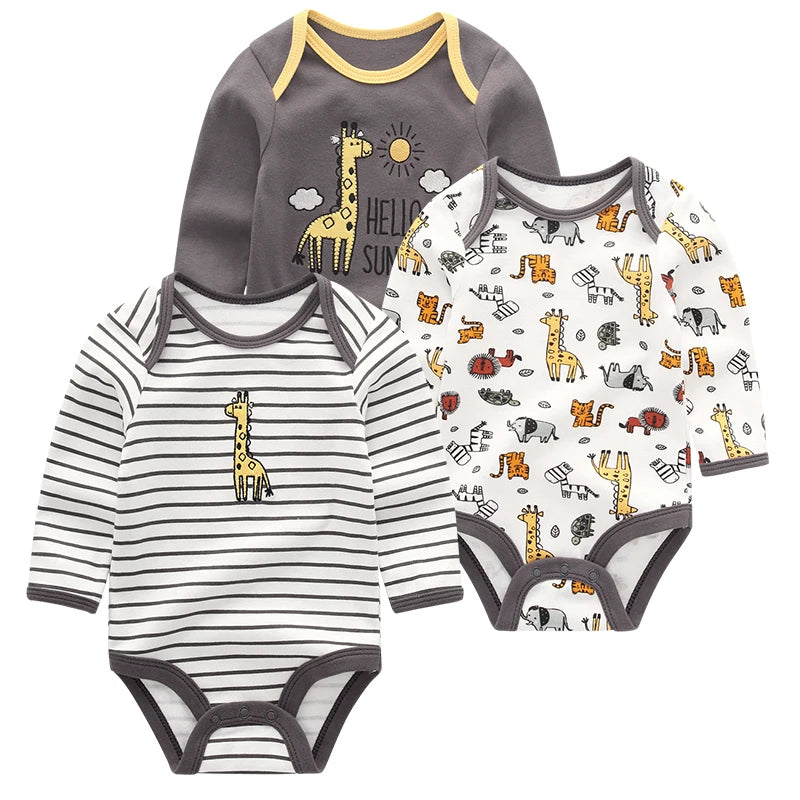 Summer Infant Bodysuit Set - 3-Piece Long Sleeve Baby Clothing for Newborns