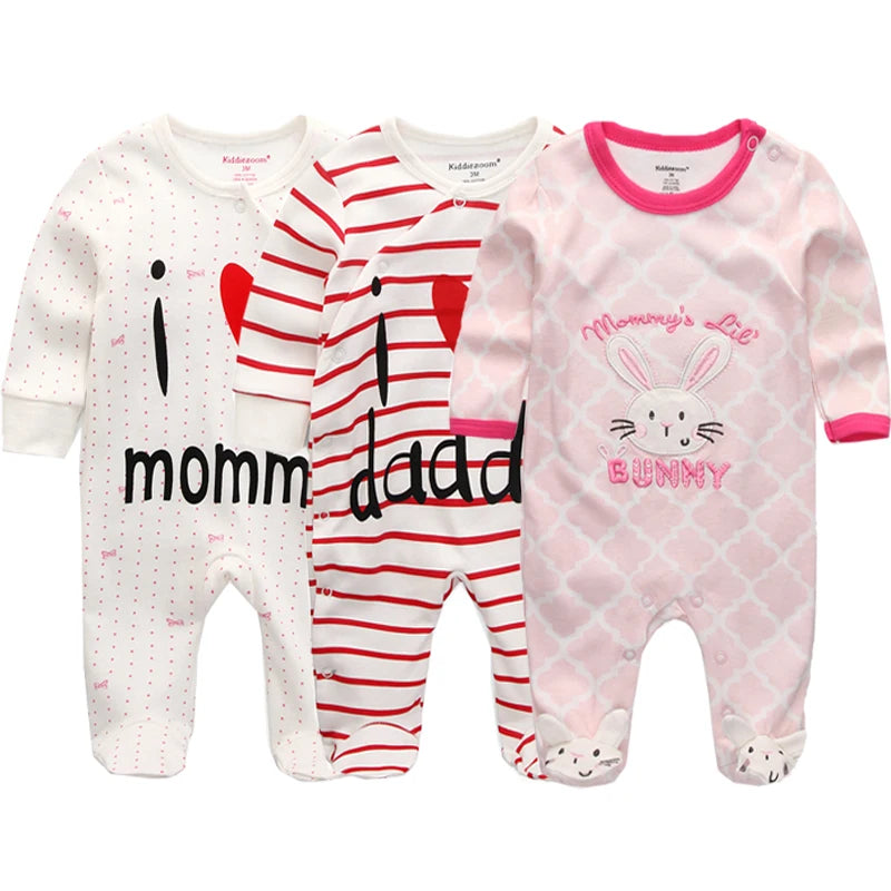 Adorable Cotton Long Sleeve Baby Romper with "I Love Daddy" Print - Perfect for Newborns and Toddlers