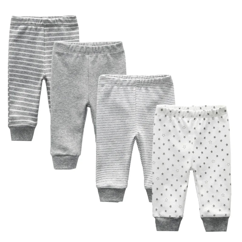 Unisex Cotton Baby Leggings Set - Solid and Striped Designs for Infants 3-12 Months