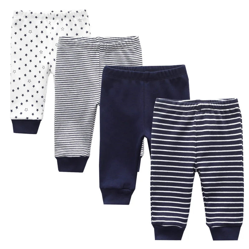 Unisex Cotton Baby Leggings Set - Solid and Striped Designs for Infants 3-12 Months