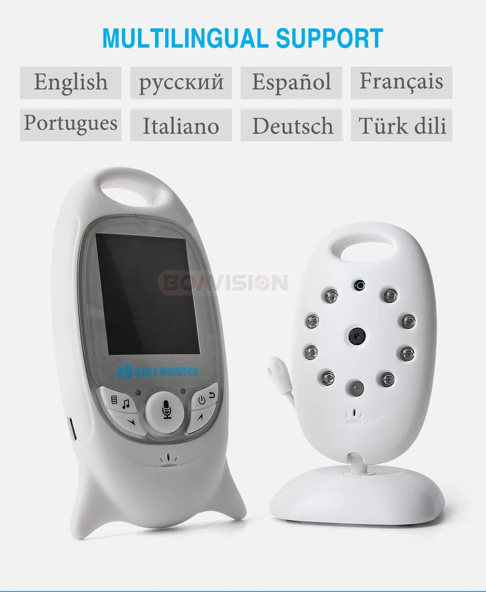 Wireless Video Baby Monitor with 2.0'' LCD Screen, Two-Way Audio, Night Vision, Temperature Monitoring, and 8 Lullabies