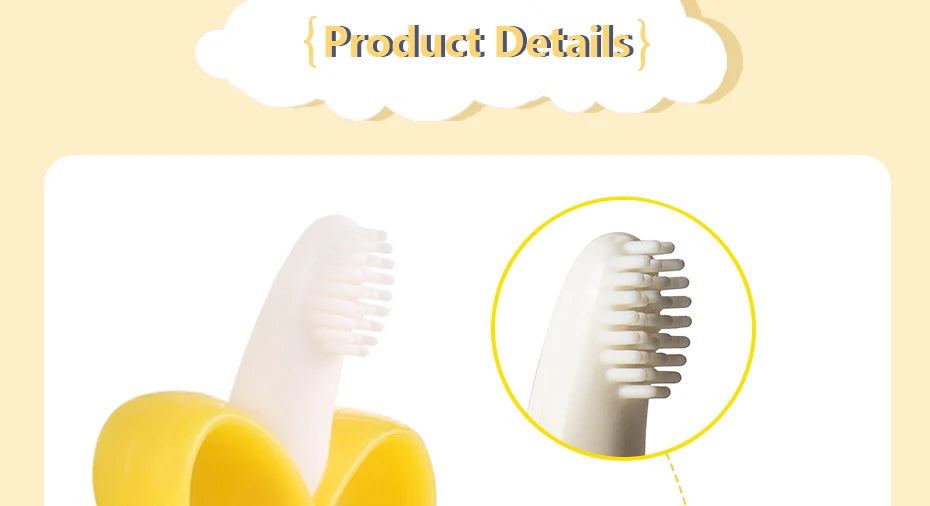 Silicone Banana Teething Toothbrush for Babies - Safe, Non-Toxic Chew Toy and Oral Care Gift