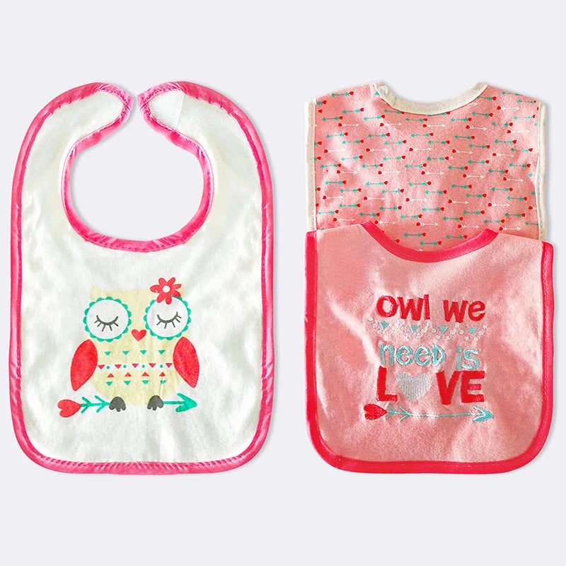 Waterproof Cartoon Baby Bibs for Toddlers - Cotton Feeding Cloths for Infants (3-24 Months)
