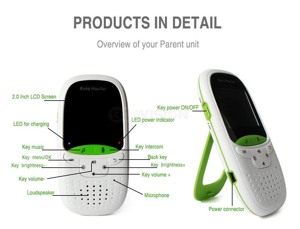 Wireless Baby Monitor VB602 with IR Night Vision, Temperature Display, Lullabies, Intercom, and VOX Mode - Video Camera for Parents and Babysitters