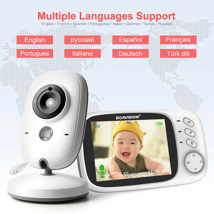 3.2" Color LCD Wireless Video Baby Monitor with Night Vision, Two-Way Audio, and Temperature Monitoring - VB603