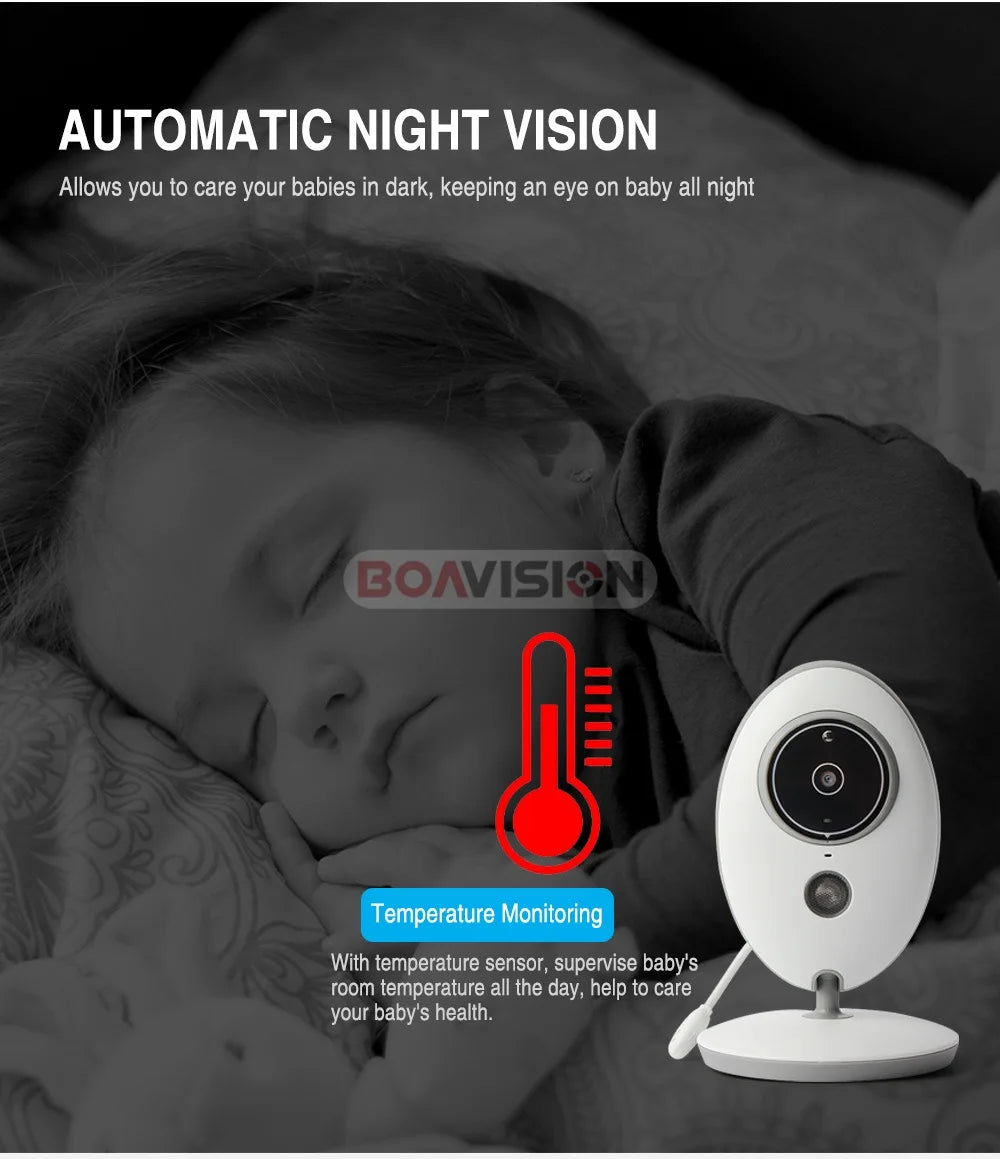BOAVISION VB605 Wireless 2.4 Inch LCD Baby Monitor with Intercom and Night Vision