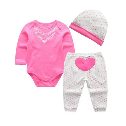 Adorable Newborn Baby Girls Animal-Themed Outfit Set with Long Sleeve Bodysuits, Cap, and Pants