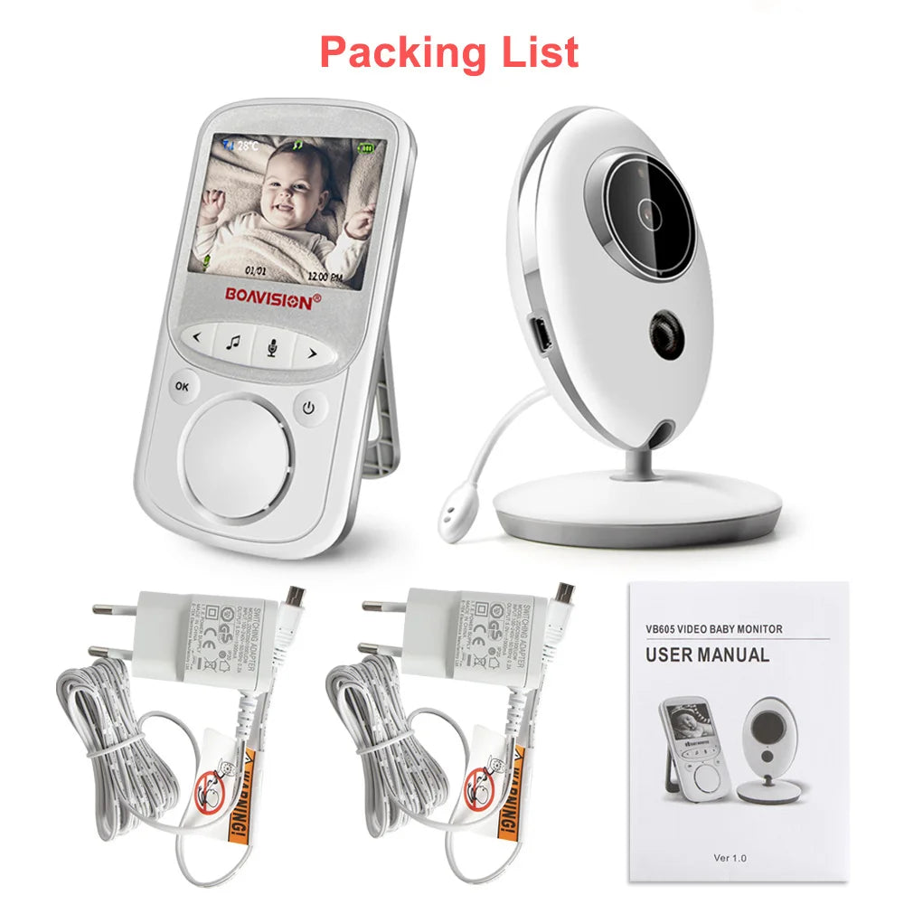 2.4GHz Wireless Baby Monitor with LCD Display, Two-Way Talk, Night Vision, and Temperature Monitoring