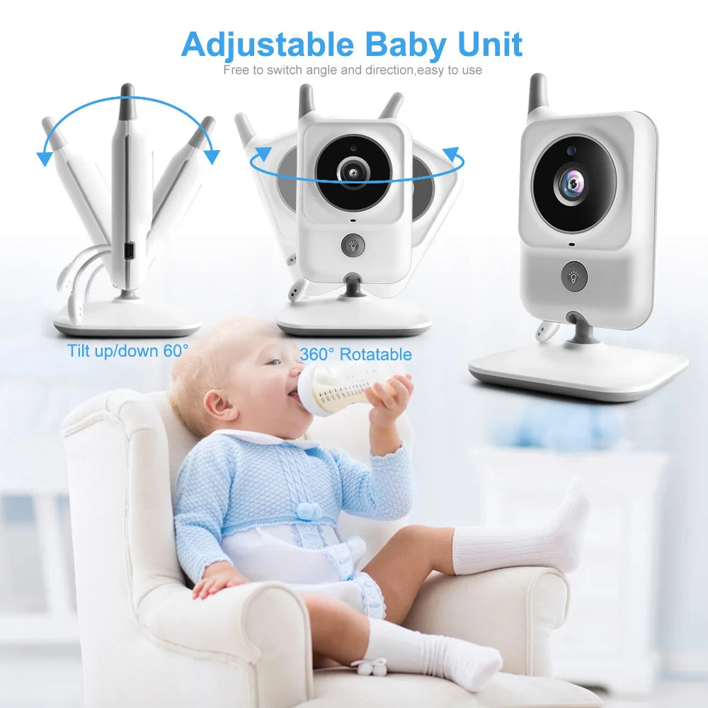 VB607 2.4G Wireless Video Baby Monitor with 3.2 Inch Color LCD Screen, Two-Way Audio, Night Vision, and Temperature Monitoring