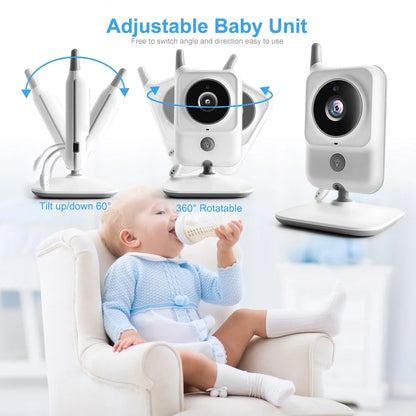 VB607 2.4G Wireless Video Baby Monitor with 3.2 Inch Color LCD Screen, Two-Way Audio, Night Vision, and Temperature Monitoring