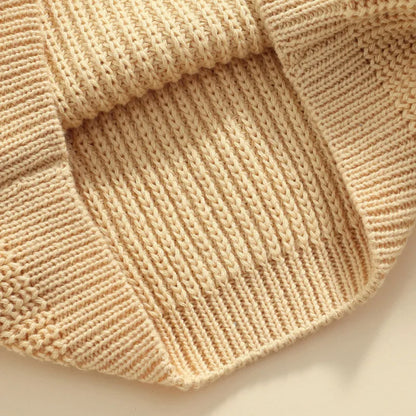 Unisex Baby Solid Color O-neck Knitted Pullover Sweater for Autumn and Winter, Loose Fit Long Sleeve Design