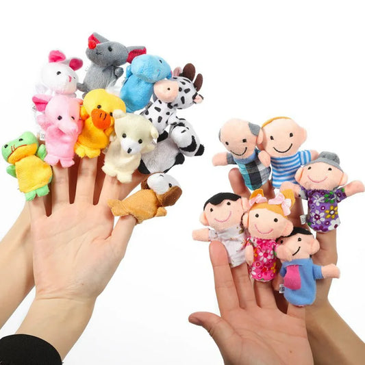 Playful Plush Cartoon Animal Finger Puppets for Storytelling and Imaginative Role Play