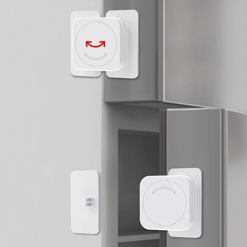 Childproof Refrigerator Lock for Baby Safety - Anti-Open Fridge and Freezer Door Lock with Multi-Functional Cabinet Buckle for Toddler Protection