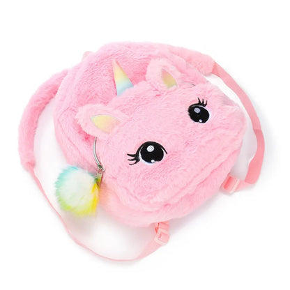 Adorable Plush Unicorn Backpack for Kids - Colorful Cartoon Animal School Bag for Girls