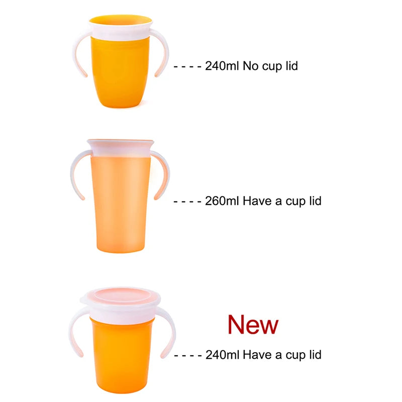360 Degrees Can Be Rotated Baby Learning Drinking Cup with Double Handle Flip Lid Leakproof Infants Water Cups Bottle BPA Free