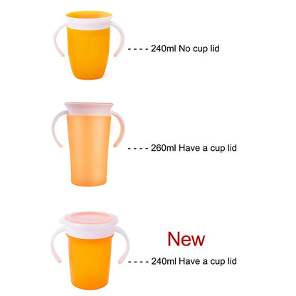 360 Degrees Can Be Rotated Baby Learning Drinking Cup with Double Handle Flip Lid Leakproof Infants Water Cups Bottle BPA Free