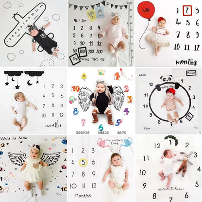 Milestone Memory Blanket for Newborns - Adorable Photography Prop with Cartoon Design