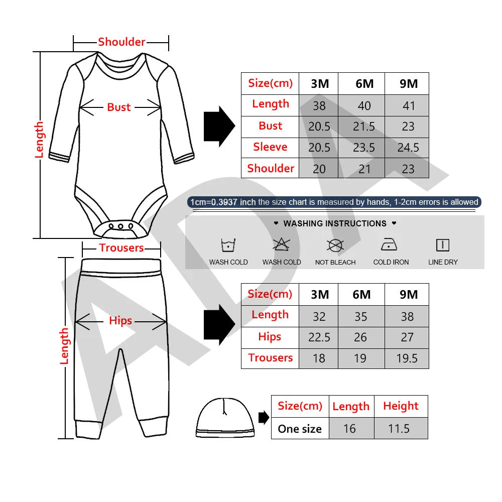 Stylish Infant Baby Boys' Long Sleeve Bodysuit and Pants Set with Hat - Fall/Newborn Outfit