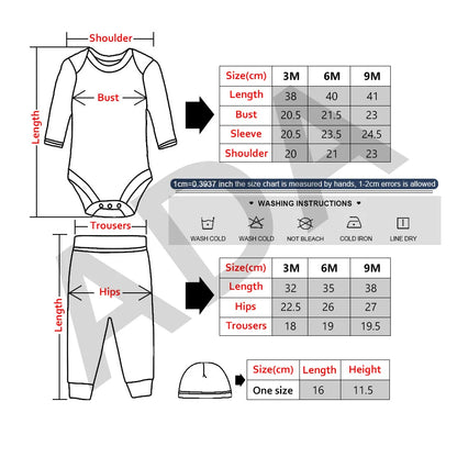 Stylish Infant Baby Boys' Long Sleeve Bodysuit and Pants Set with Hat - Fall/Newborn Outfit