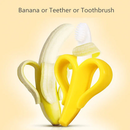 Silicone Banana Teething Toothbrush for Babies - Safe, Non-Toxic Chew Toy and Oral Care Gift