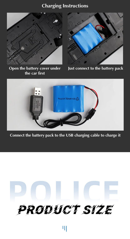 1/12 Big 2.4GHz Super Fast Police RC Car Remote Control Cars Toy With Lights Chase Drift Vehicle Toys Model for Boys Kid Gift