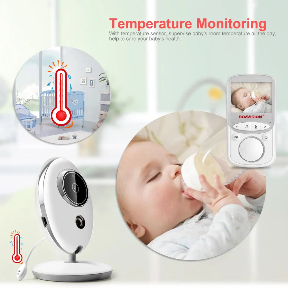 2.4GHz Wireless Baby Monitor with LCD Display, Two-Way Talk, Night Vision, and Temperature Monitoring