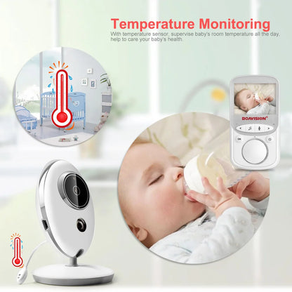 2.4GHz Wireless Baby Monitor with LCD Display, Two-Way Talk, Night Vision, and Temperature Monitoring