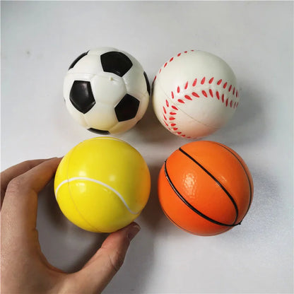 Sports-Themed Stress Relief Squeeze Ball Set - 4 Soft and Squishy Toys for Fun and Relaxation