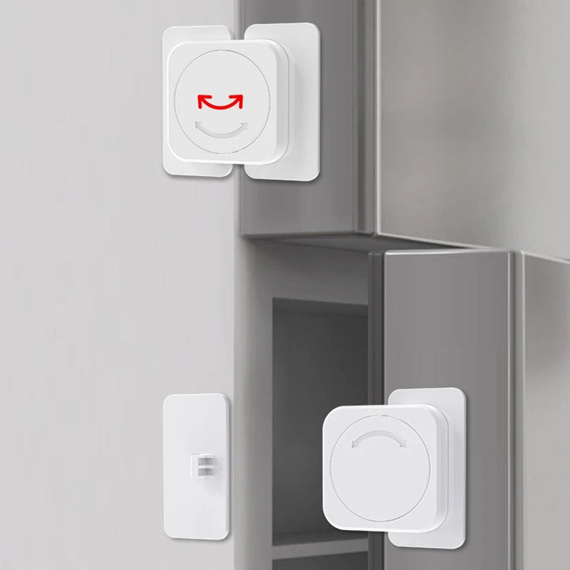 Childproof Refrigerator Lock for Baby Safety - Anti-Open Fridge and Freezer Door Lock with Multi-Functional Cabinet Buckle for Toddler Protection