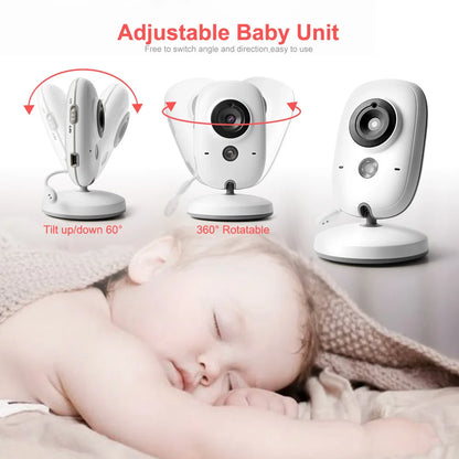 3.2" Color LCD Wireless Video Baby Monitor with Night Vision, Two-Way Audio, and Temperature Monitoring - VB603