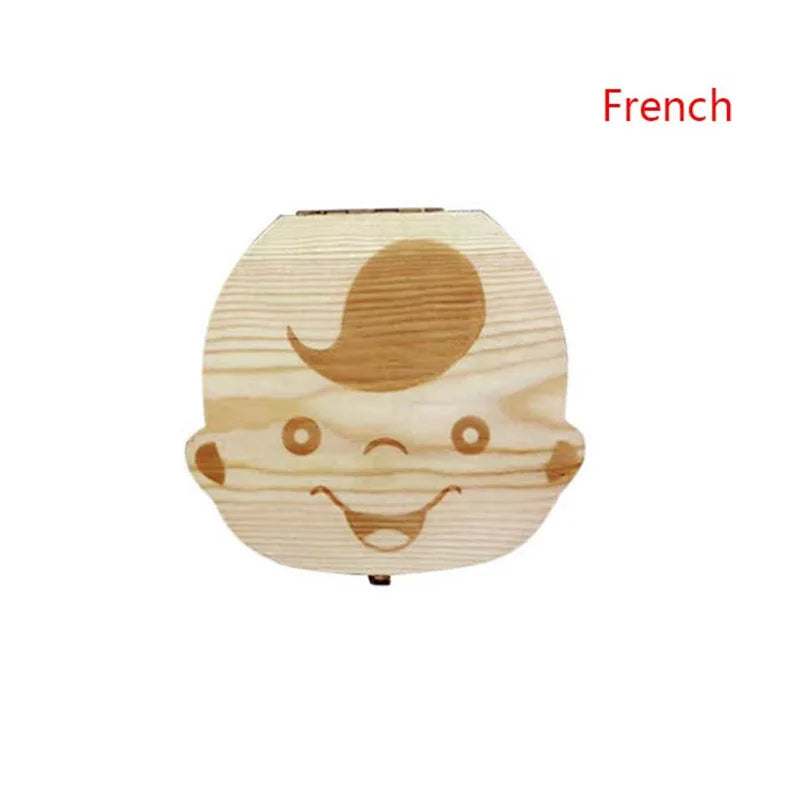Wooden Baby Tooth Keepsake Box - Multi-Language Souvenir Organizer for Teeth, Lanugo, and Umbilical Cord