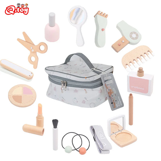 Delightful Wooden Makeup Set for Girls - Imaginative Pretend Play and Hairdressing Fun