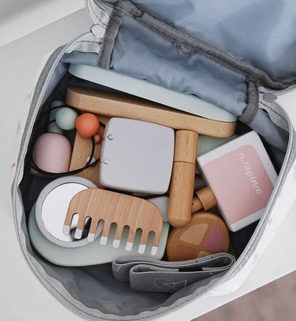 Delightful Wooden Makeup Set for Girls - Imaginative Pretend Play and Hairdressing Fun