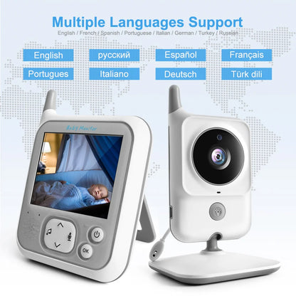 VB607 2.4G Wireless Video Baby Monitor with 3.2 Inch Color LCD Screen, Two-Way Audio, Night Vision, and Temperature Monitoring