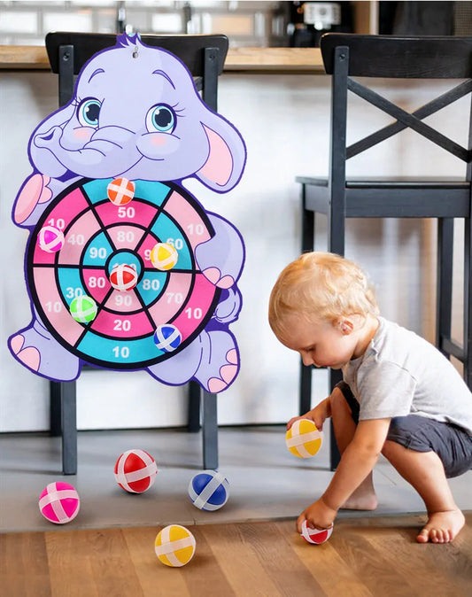 Interactive Rabbit Family Dart Board with Sticky Balls - Fun Educational Toy for Kids - Perfect Christmas Gift