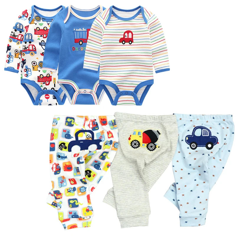 2022 Cotton Baby Bodysuits Set - 6PCS Long Sleeve Jumpsuits for Boys & Girls, Toddler Outfit Collection