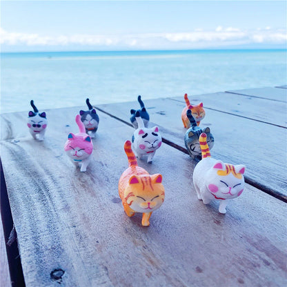 Charming 9-Piece Kawaii Cat Collectible Set - Adorable Anime Animal Figures for Home Decor and Gifts