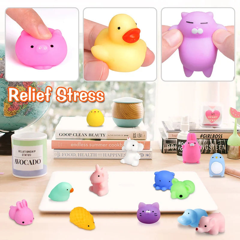 Adorable Animal Pattern Mini Mochi Squishies - 10-50PCS Stress Relief Toys for Kids, Ideal Birthday Gifts