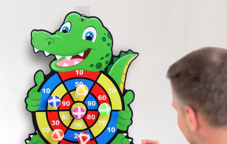 Animal Themed Sticky Ball Dart Board for Kids - Fun Outdoor Game for Ages 3-6