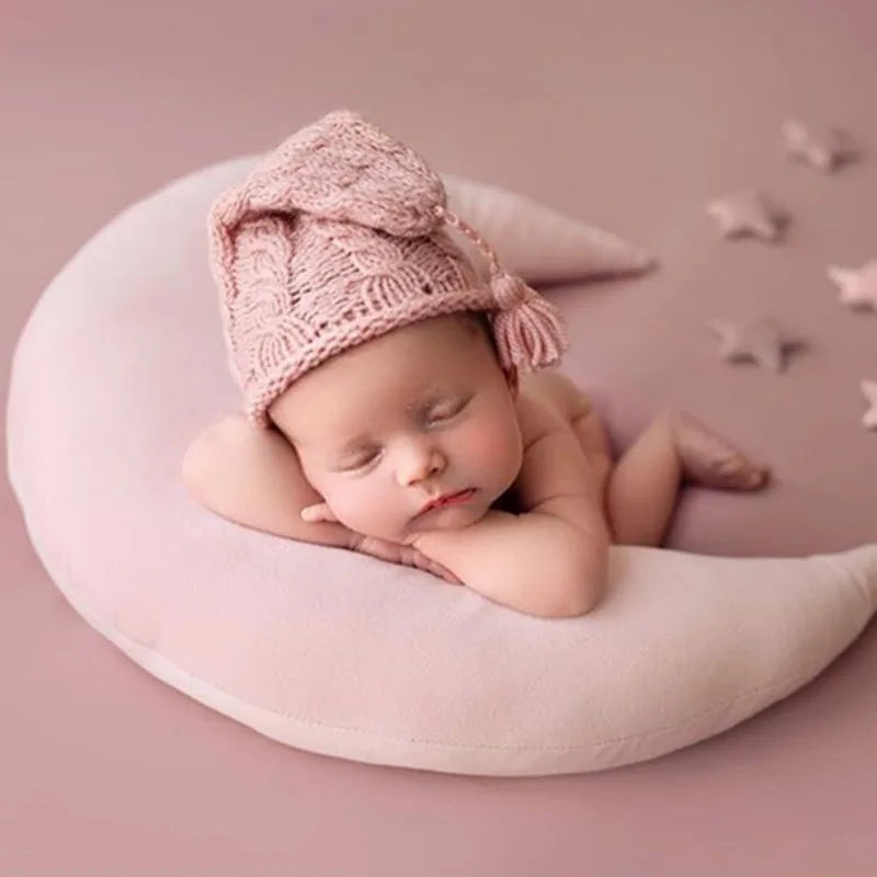 Newborn Milestone Photography Props - Moon & Star Pillow Set for 0-3 Month Baby Photoshoots