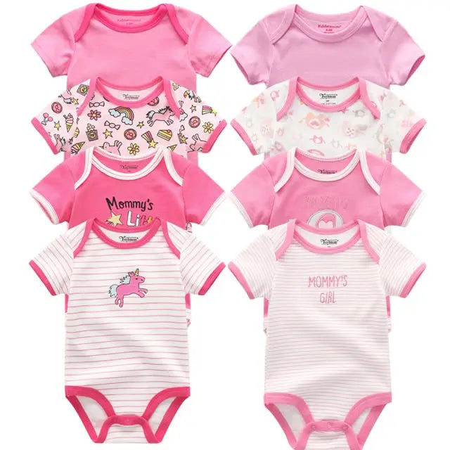 8-Piece Summer Outfit Set for Baby Boys - Cute Cartoon Rompers and Jumpsuits
