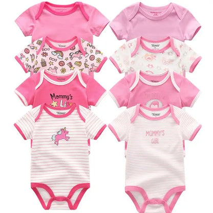 8-Piece Summer Outfit Set for Baby Boys - Cute Cartoon Rompers and Jumpsuits