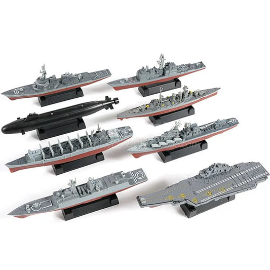 8-Piece Military Naval Warship Model Kit for Kids - Assembly Puzzle Toys Featuring Cruisers, Destroyers, and Submarines