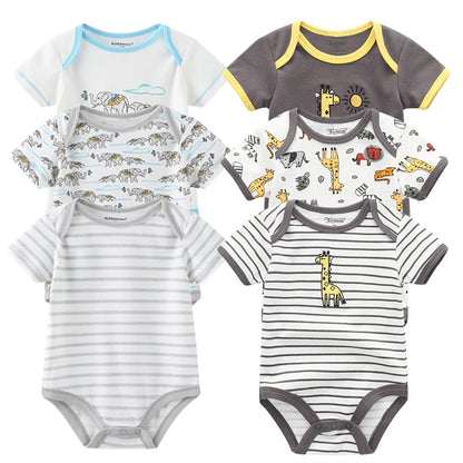 3-Piece Summer Baby Romper Set - Cotton Short Sleeve Jumpsuits for Boys and Girls