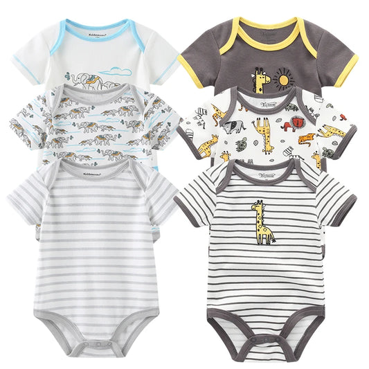 3-Piece Summer Baby Romper Set - Cotton Short Sleeve Jumpsuits for Boys and Girls