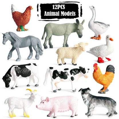 12-Piece Wild Animal and Dinosaur Figurine Set - Educational Action Figures for Kids