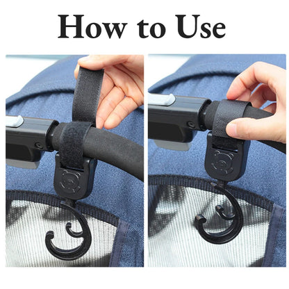360° Rotating Stroller Hooks - 2-Piece Set for Easy Bag Organization